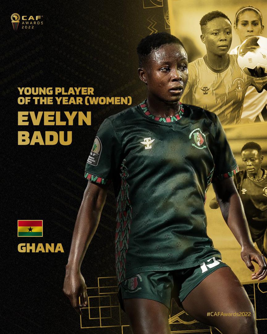 2022 CAF Young female player of the year, Evelyn Badu reacts to winning double