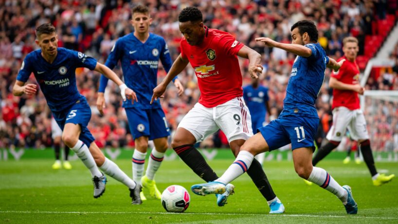 MANCHESTER, ENGLAND - AUGUST 11: Anthony Martial of Manchester United in action during the Premier League match between Manchester United and Chelsea FC at Old Trafford on August 11, 2019 in Manchester, United Kingdom. (Photo by Ash Donelon/Manchester United via Getty Images)