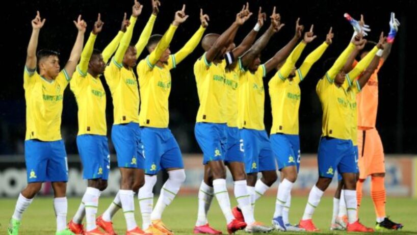 Mamelodi Sundowns players during the DStv Premiership 2022/23 match between Maritzburg United and Mamelodi Sundowns at Harry Gwala Stadium, in Durban on the 25 October 2022 ©Samuel Shivambu/BackpagePix