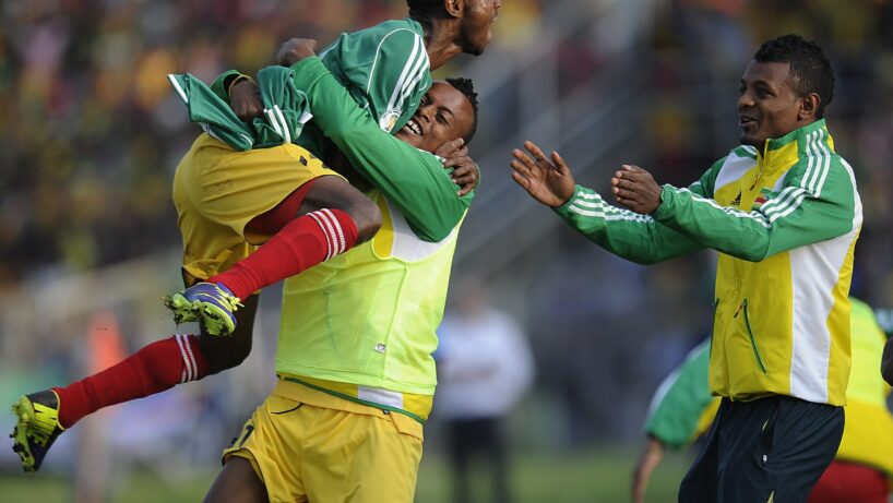 La joie des Walyas lors de la victoire contre la Côte d'Ivoire en novembre 2019